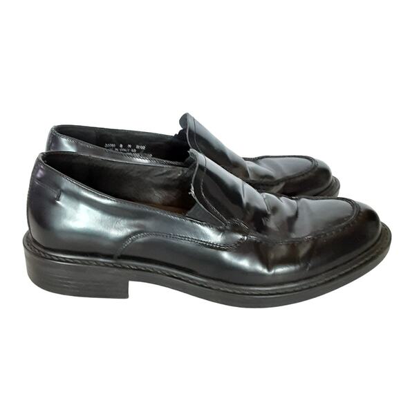 Bostonian Strada Black Genuine Leather Dress Shoes Mens 8 Loafers Slip On - Picture 2 of 10